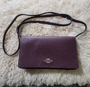 Coach Burgundy Anna Foldover Clutch  Crossbody Bag NWT